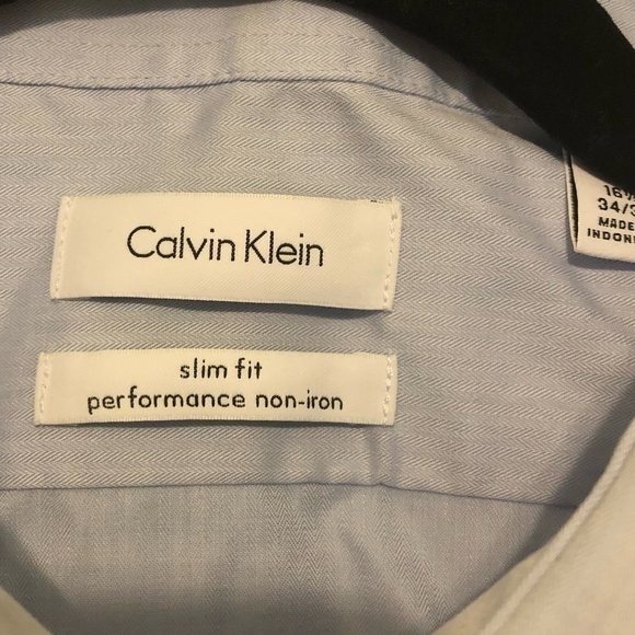 CALVIN KLEIN French Cuff Shirt Men’s Size 16.5 34/35 SlimFit PerformanceNon Iron - Picture 5 of 11
